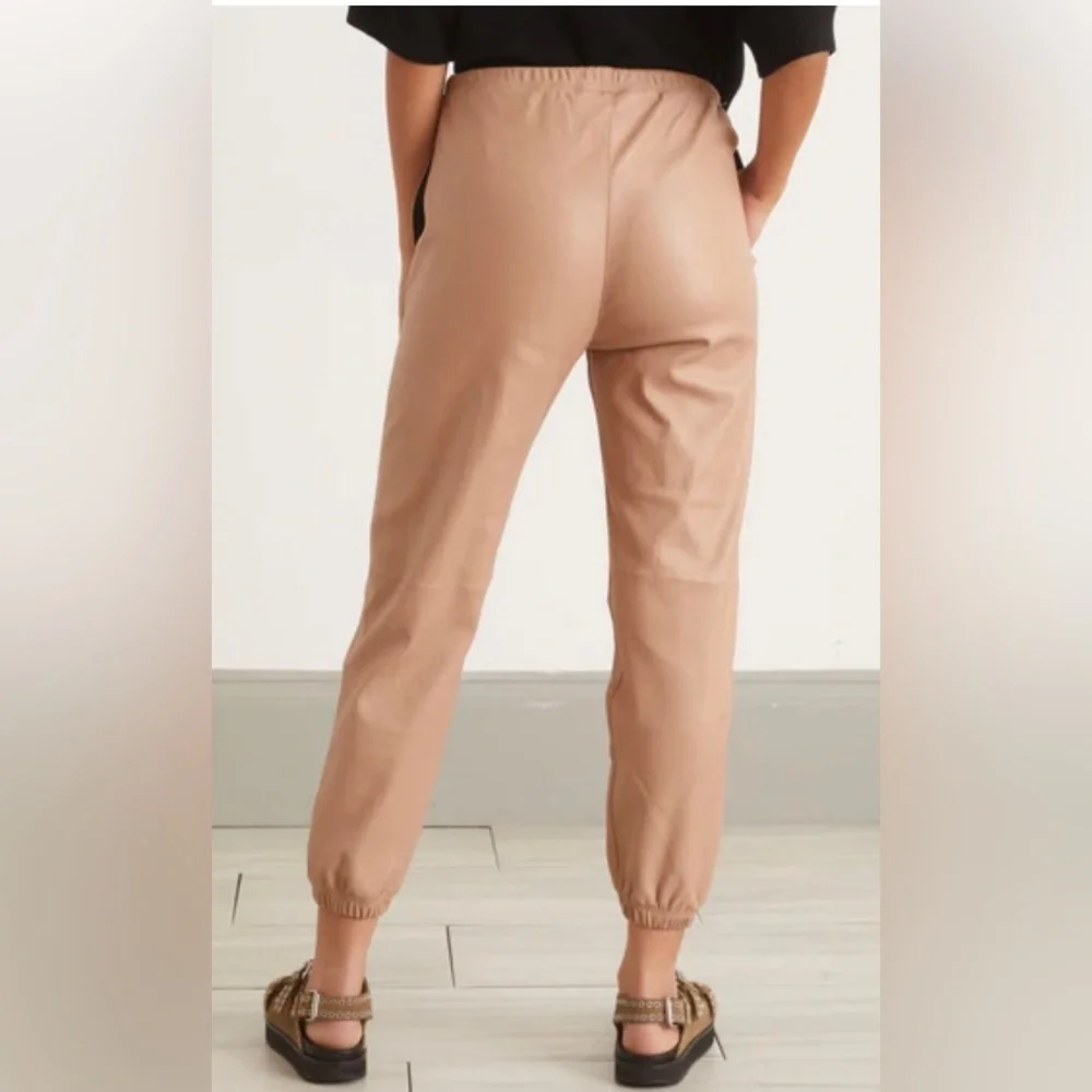 LEATHER DRAWSTRING SWEATPANTS - SPRWMN - DUSTY PINK